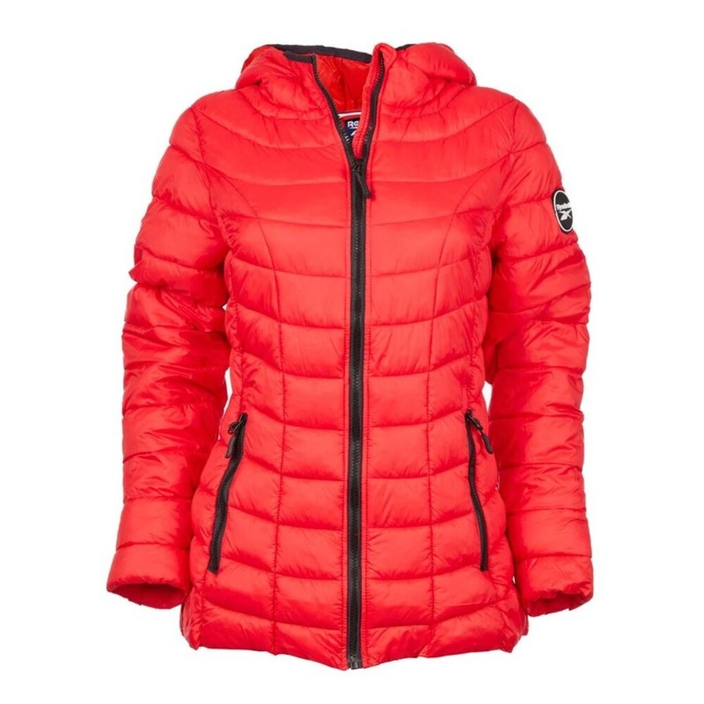 Reebok Womens Quilted Glacier Shield Red Jacket With Hood/NWT/M